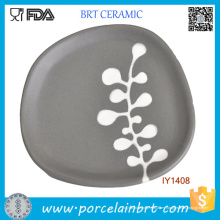 Elegante artística irregular gris cerámica placa decorativa